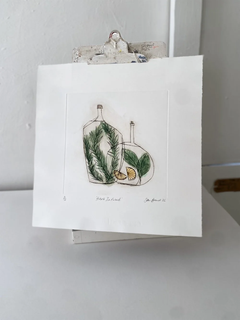'Herb Infused' Kitchen Orientated Drypoint Print by Samantha Barnes 6.JPG