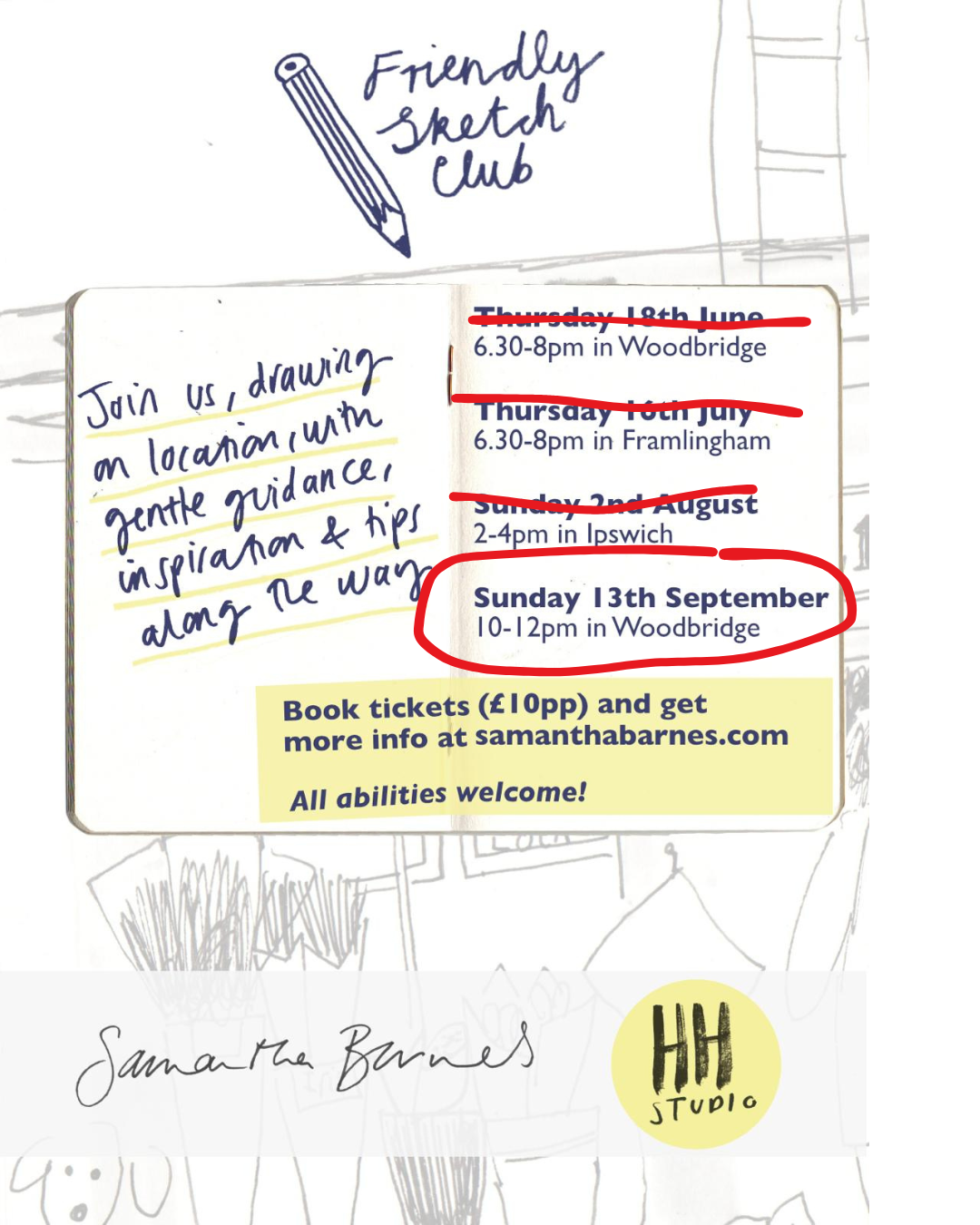 Sunday Morning Drawing in WOODBRIDGE ✏️  Sunday 13th SEPTEMBER with Hannah & Sam