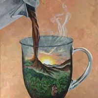 “Morning Coffee”, Acrylic (18”x24”)