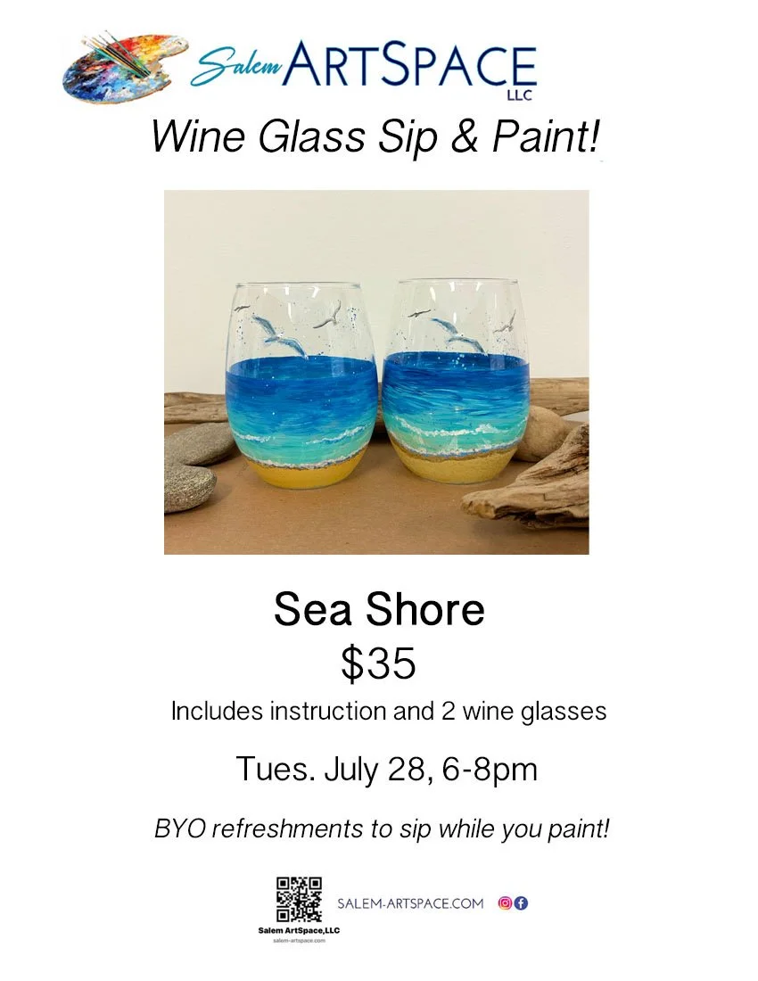 Wine Glass Sip & Paint Sea Shore