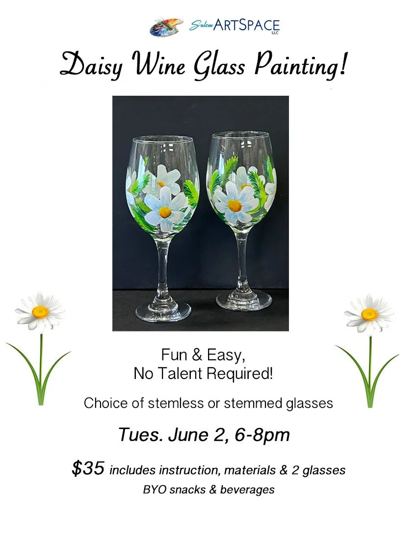 Daisy Wine Glass Painting