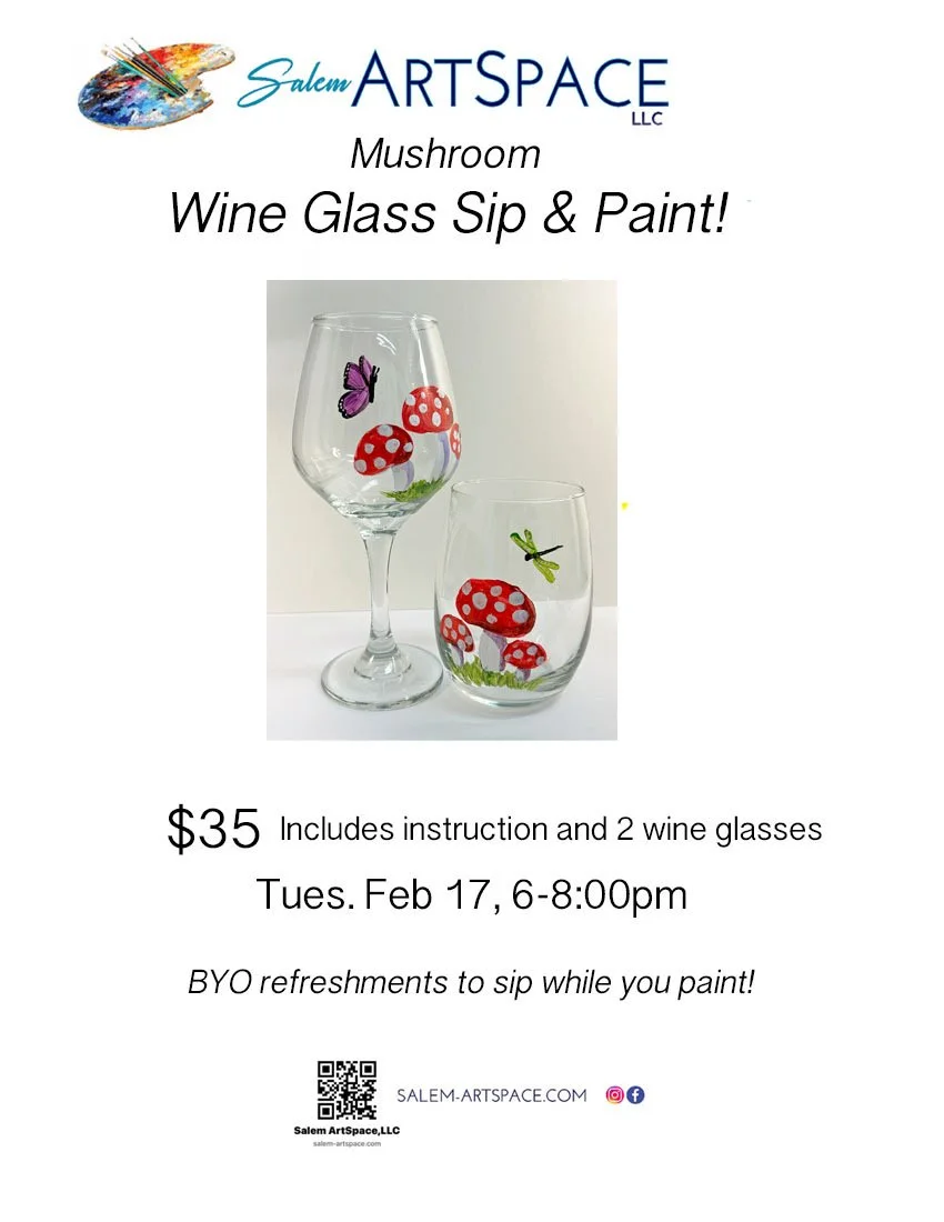Mushroom Wine Glass Sip & Paint