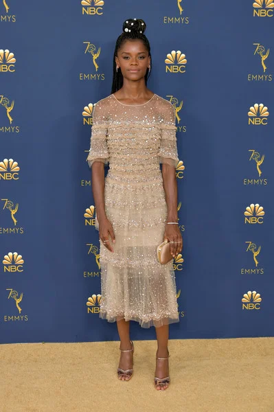 Letitia Wright attends the 70th Emmy Awards at Microsoft Theater.