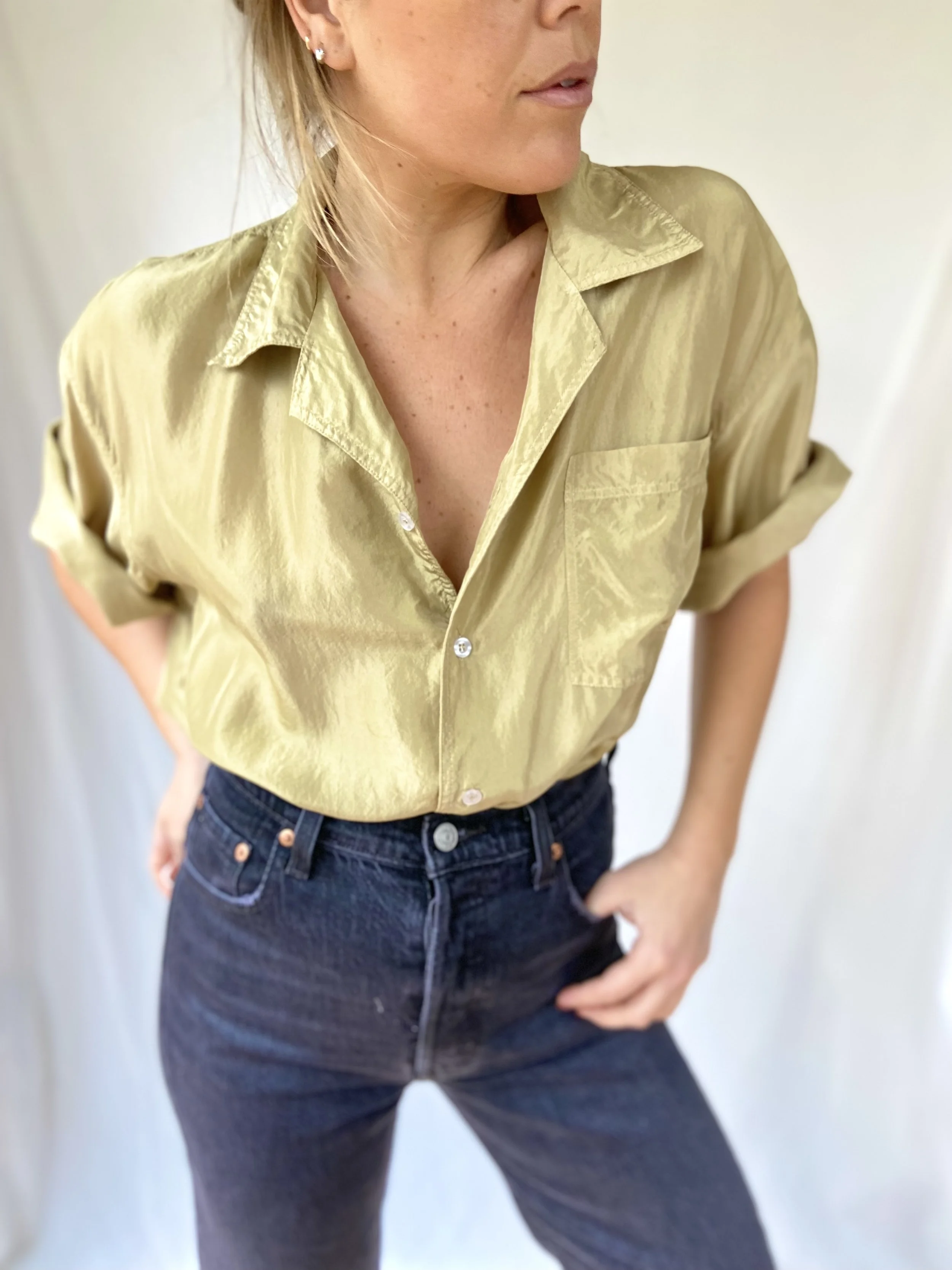 Silk Santiago Blouse (golden olive)