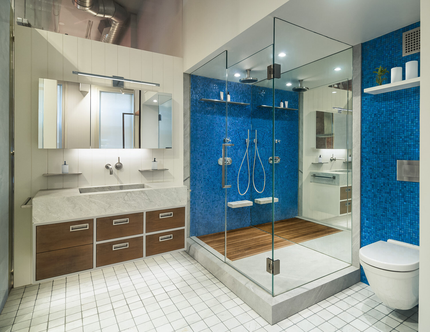 NYC SOHO LOFT GUT RENOVATION BY NEW YORK ARCHITECT AND INTERIOR DESIGNER ADI GERSHONI - View to the Main Bathroom