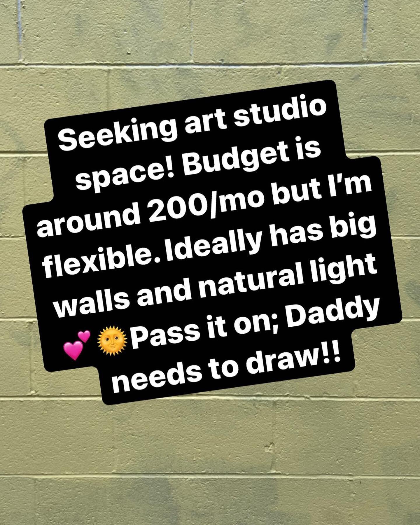 Portland: Keep an eye out for available studio spaces plz! I can finally afford to not work in my living room/bedroom so this will be a huge game changer for me!😊