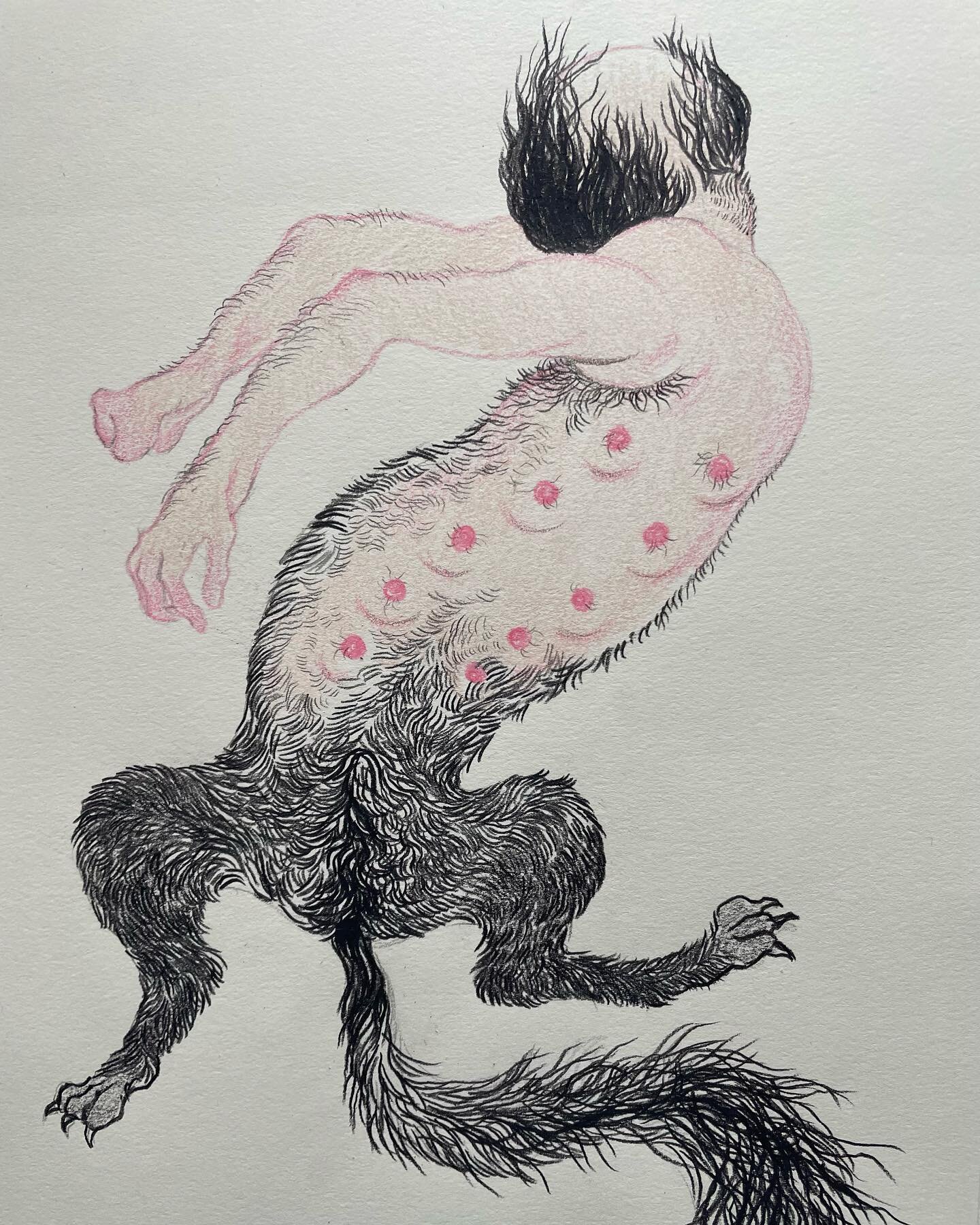 Luna Rosa. A drawing from last night during the full moon. Have been having some pretty intense dysphoria; every so often my insurance decides I&rsquo;m out of refills for like a month and l&rsquo;m just randomly and suddenly off T and it feels reall