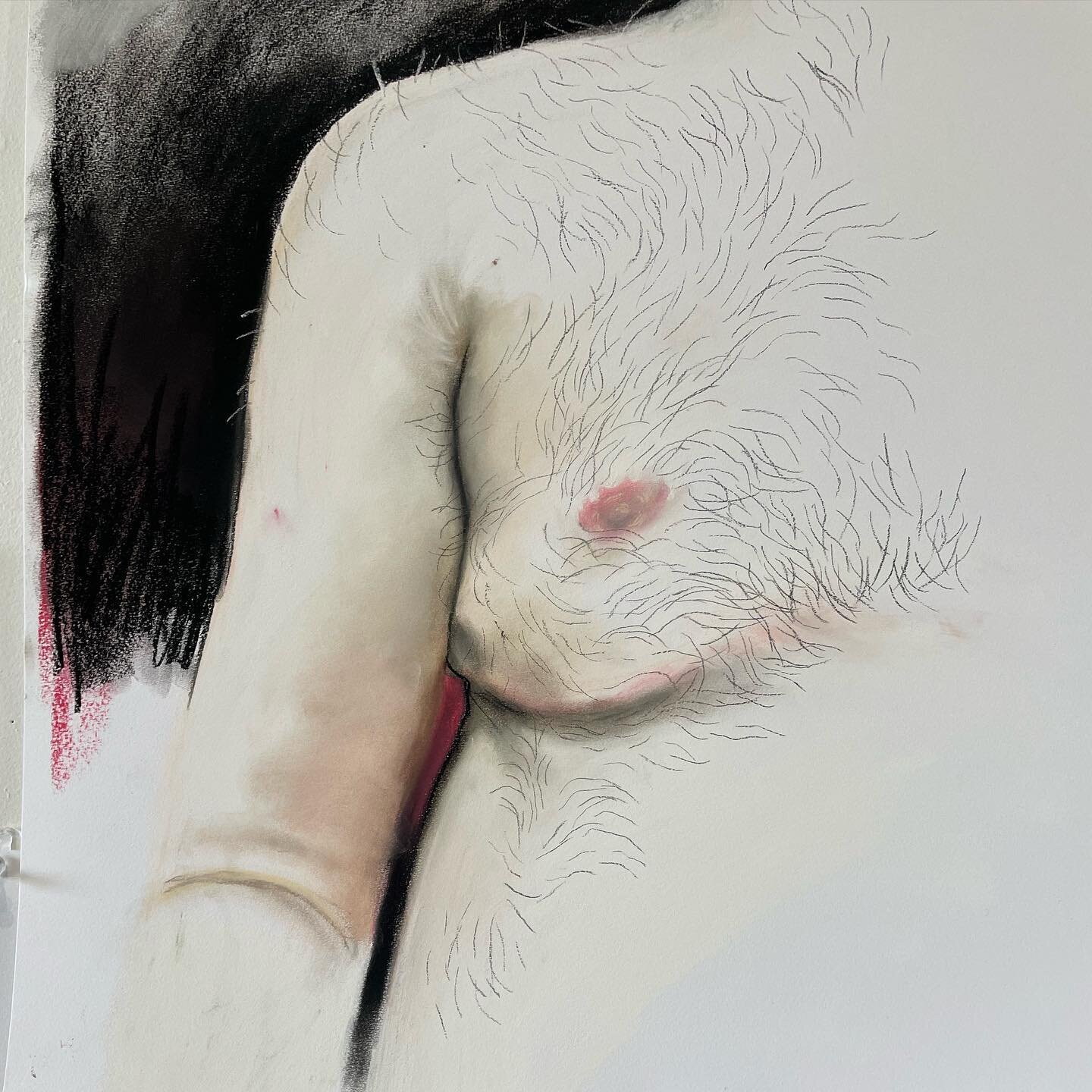 Just made a huge fucking mess with some pastels #queer #queerart #trans #transartist #portlandoregonartist #pastels #pastel #body #pdxartist #artstudio #pncaalumni #selfportrait #transmasc #topsurgery