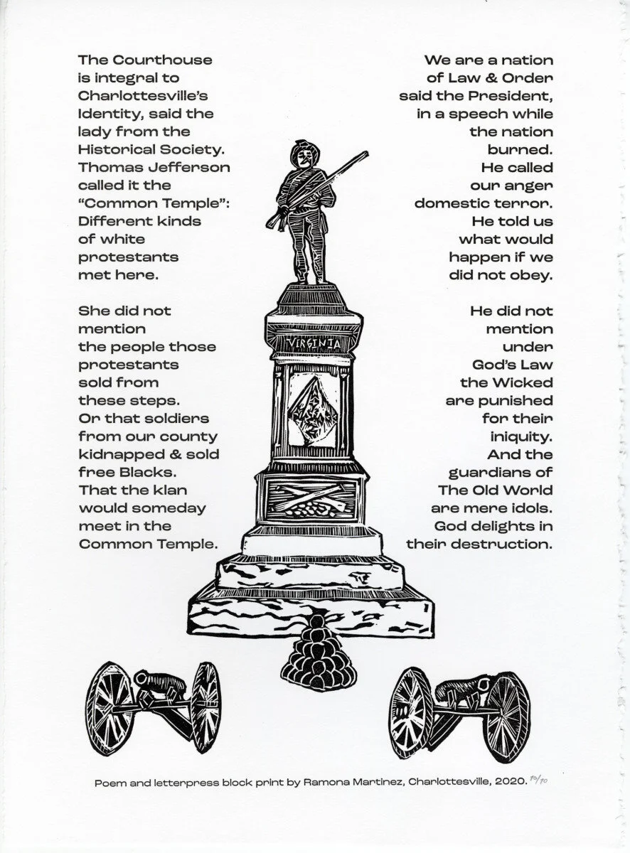 "Johnny Reb, 1909." Poem & Linocut, 2020.
