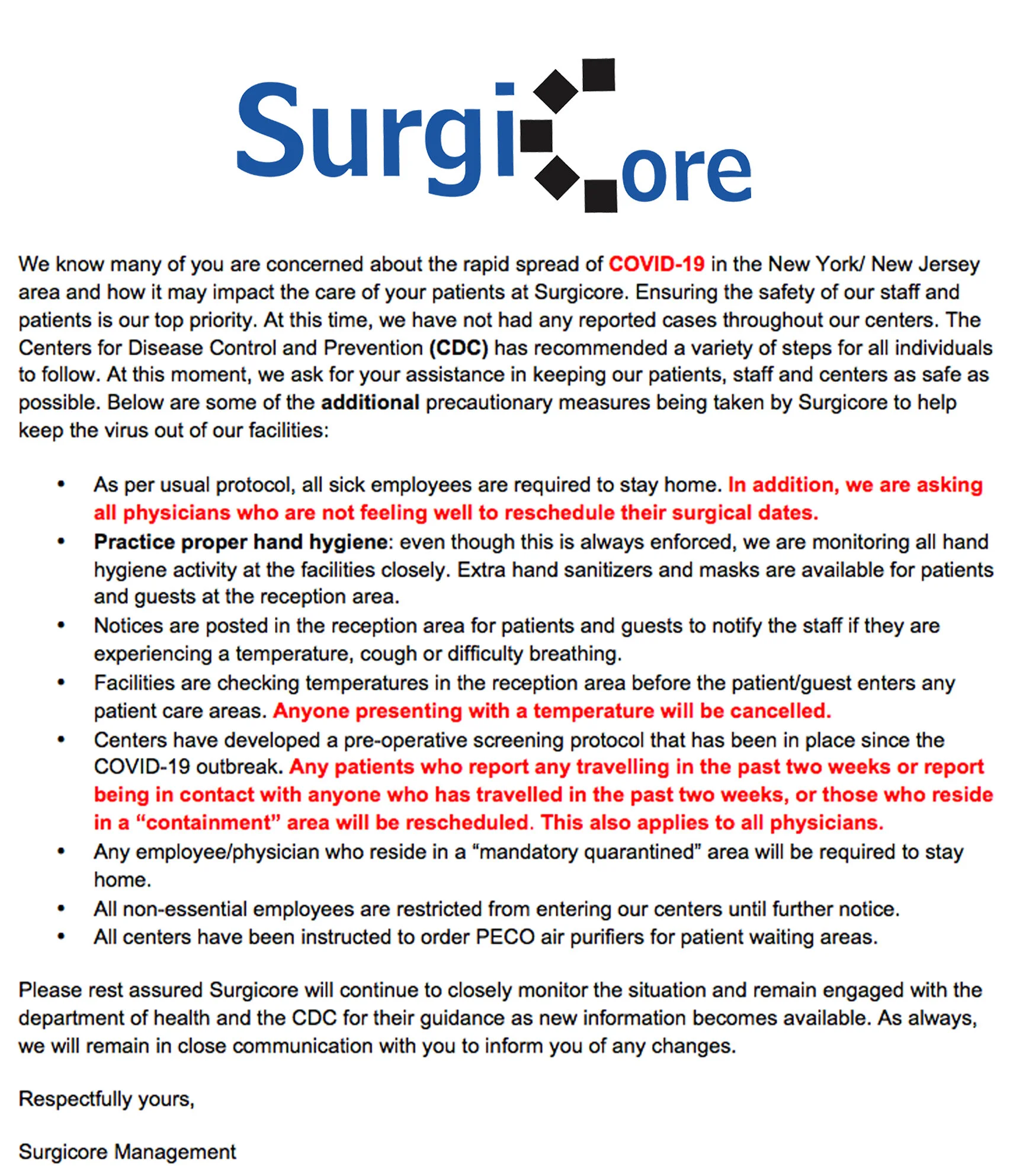 SURGICORE SURGICAL CENTERS (Copy) — Surgicore