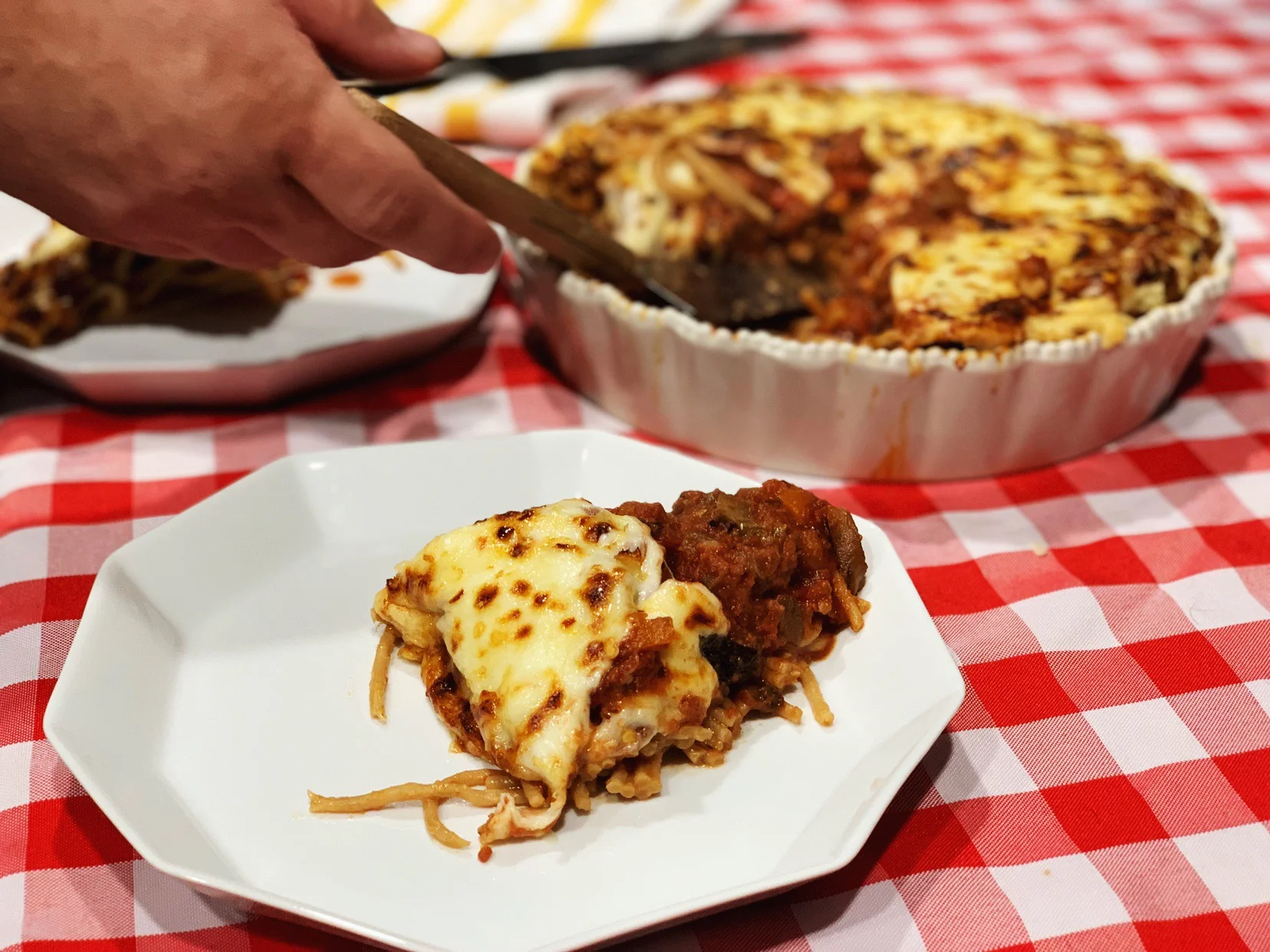 Spaghetti Pie with Loaded Veggie Marinara Sauce