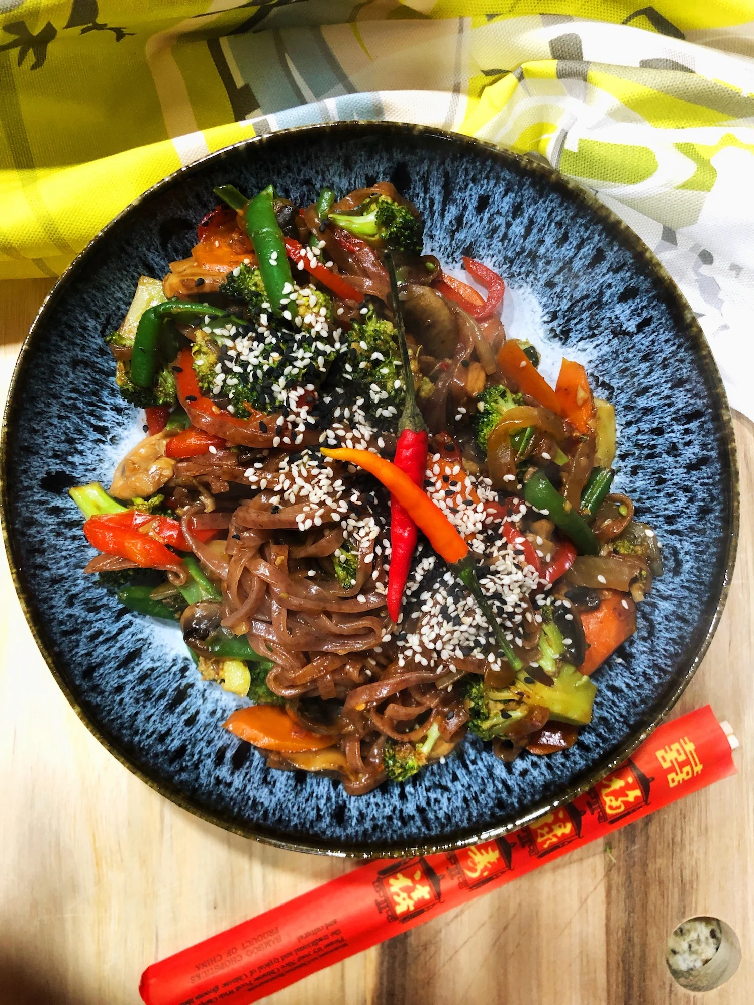Broccoli &amp; Mushroom Stir-Fry with Red Rice Noodles
