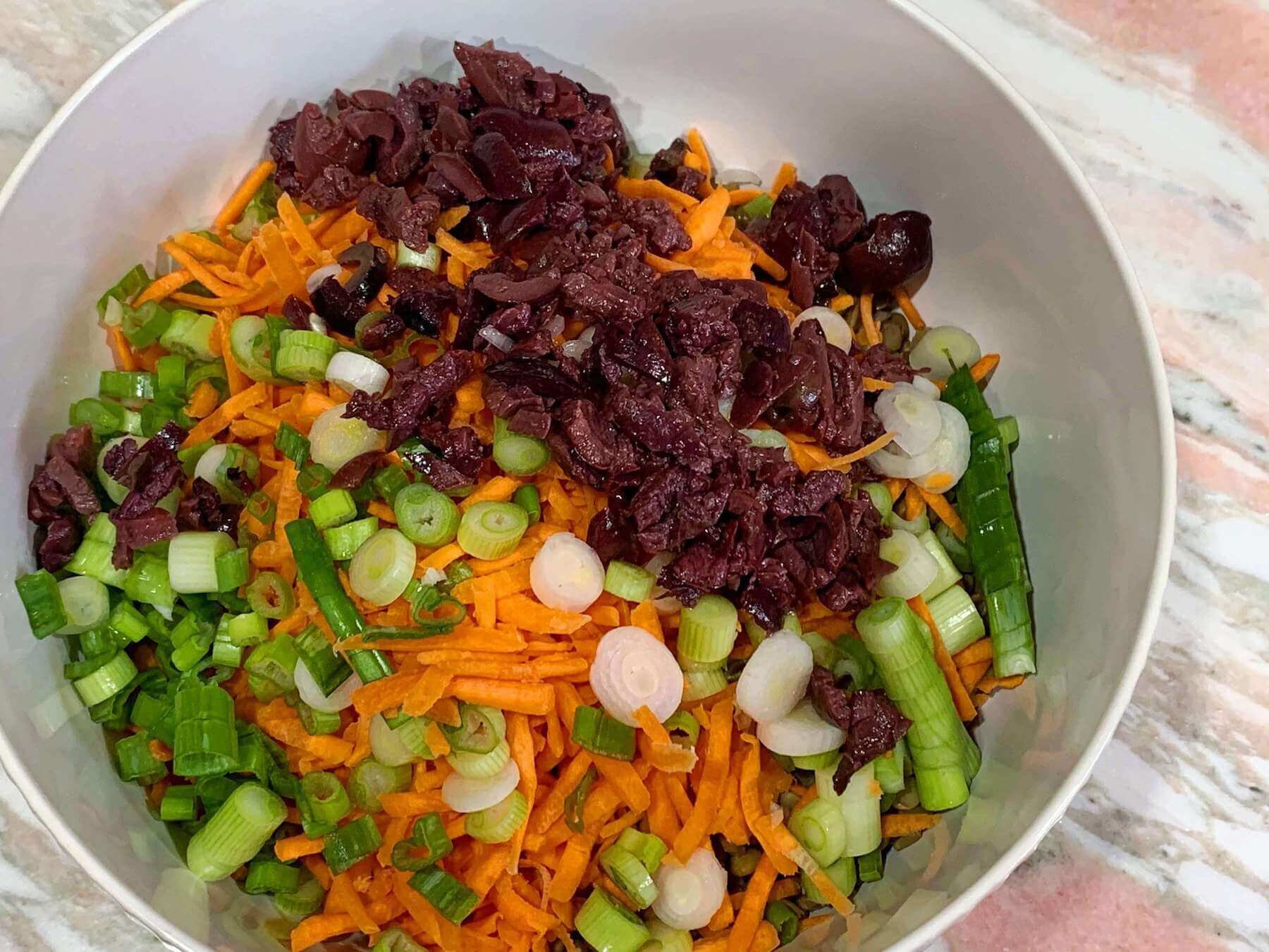 Mediterranean Lentil Salad with Balsamic-Tahini Dressing