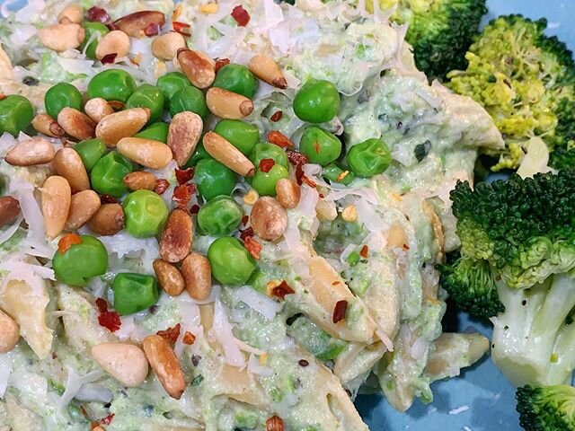 Coming soon 👀 The recipe for this Penne with Peas &amp; Lemony Herb Ricotta Sauce will be on OKCVeggie.com this weekend. You&rsquo;re gonna 💚 it!