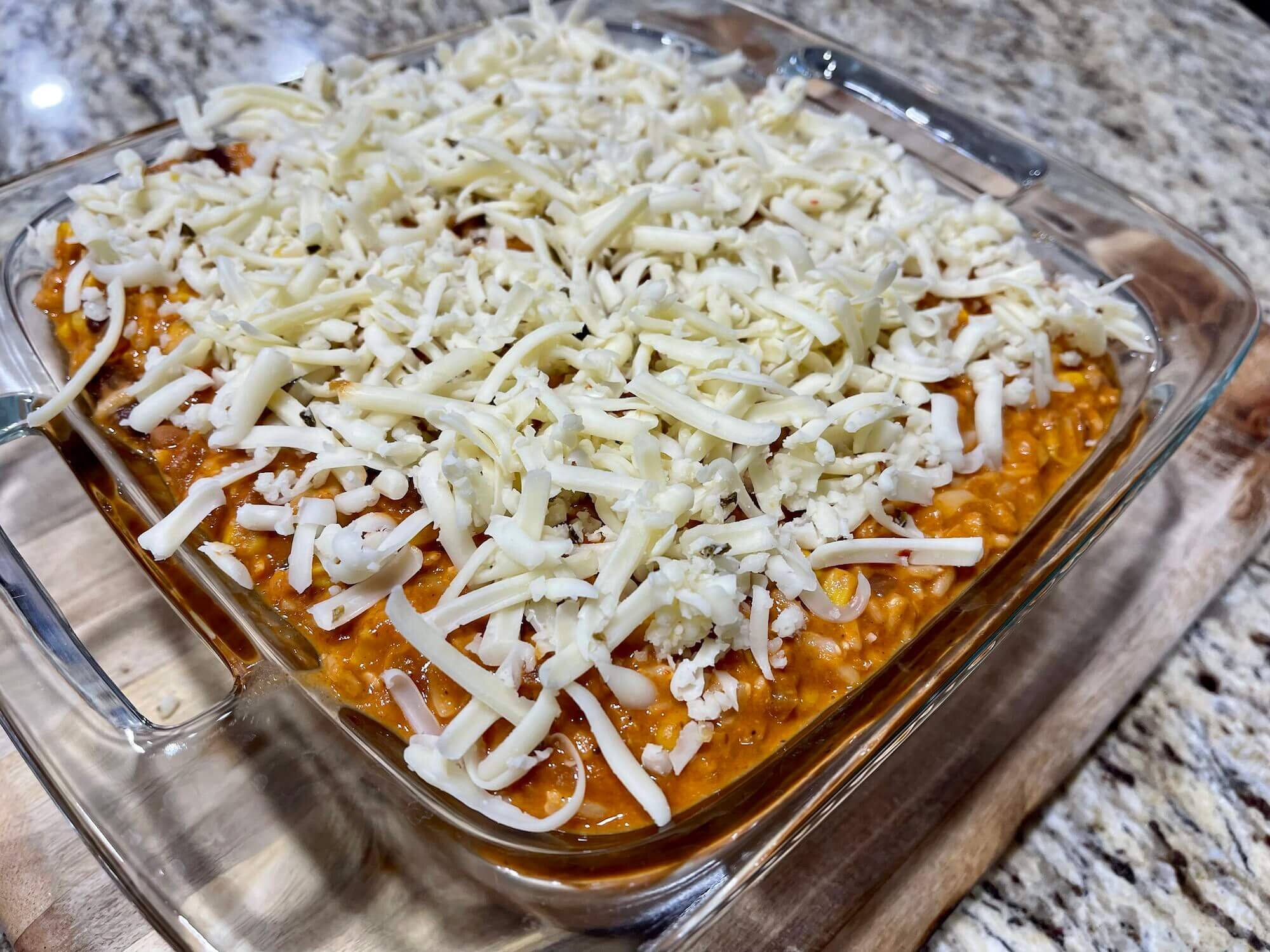 Easy Cheesy Beans &amp; Rice Casserole | OKC Veggie