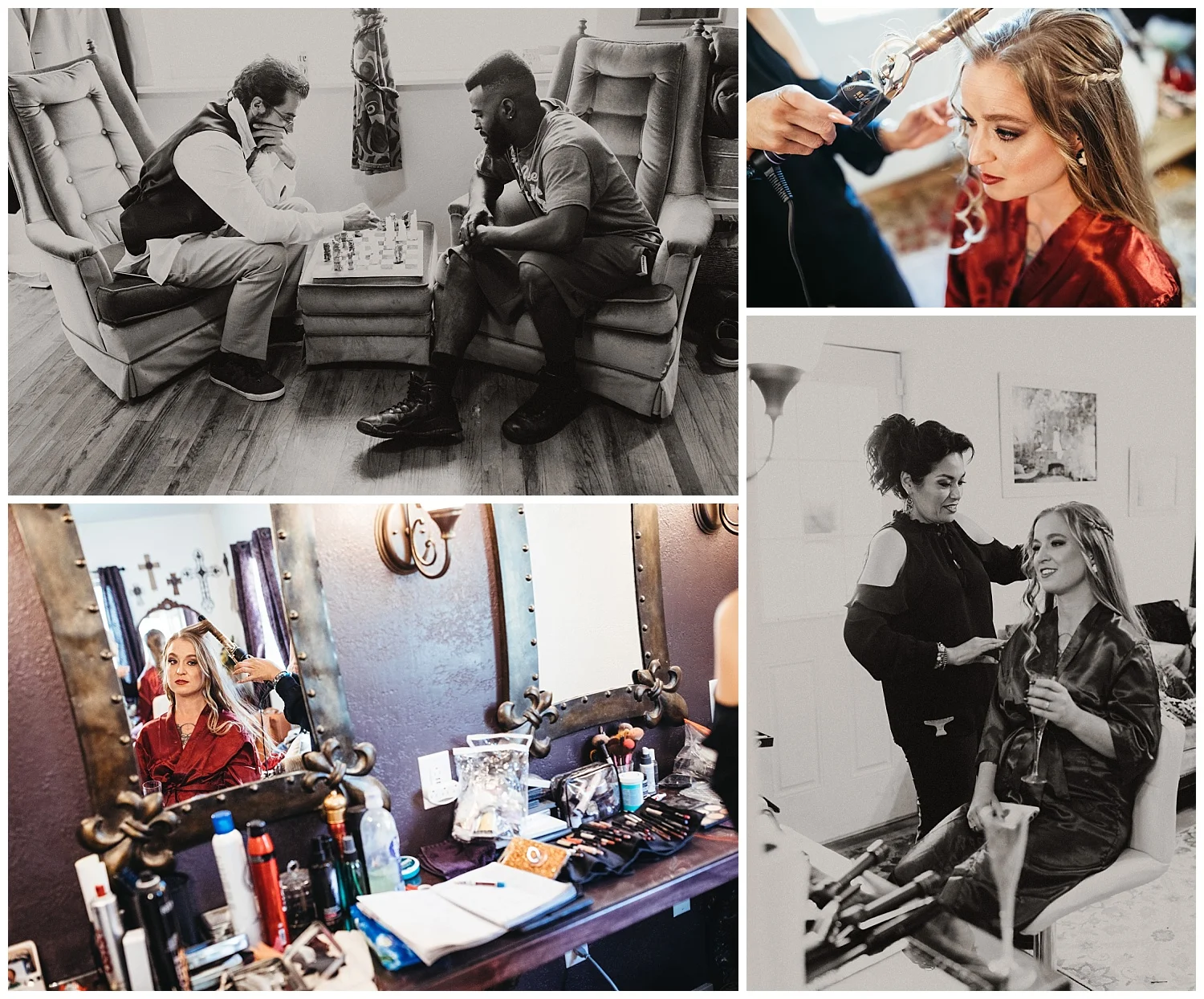 Amber and Mikey getting ready for the big day at the Ranch of the Saints in Jones, Oklahoma