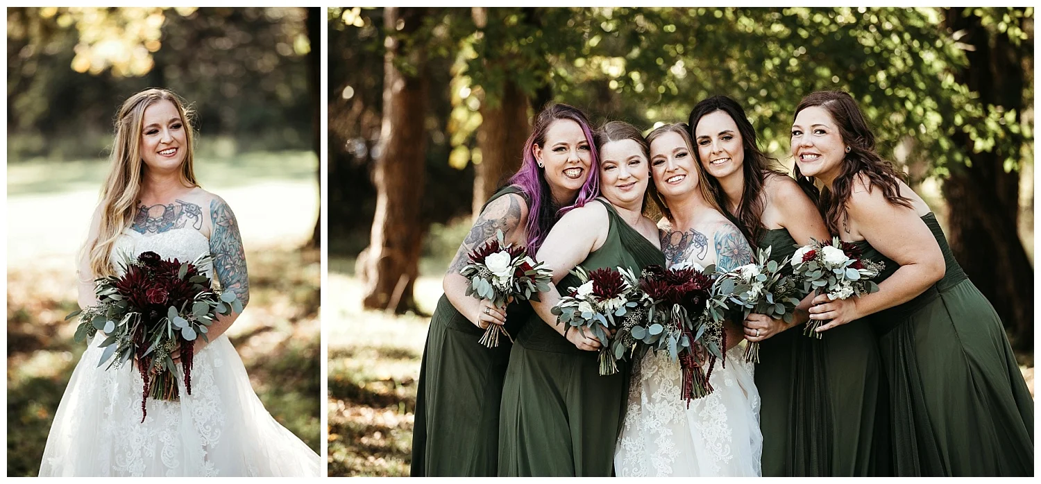 Bride and Bridesmaids before the wedding at Ranch of the Saints in Jones, Oklahoma.
