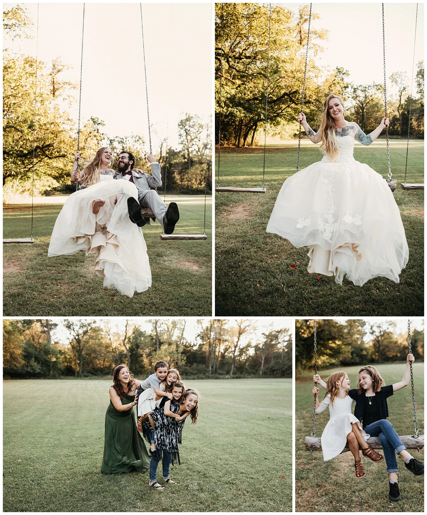 Mikey and Amber on swing set at the ranch of the saints in Jones, OK.