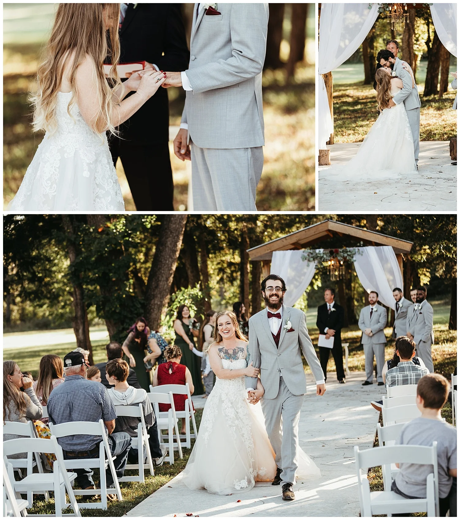 End of wedding ceremony at the Ranch of the Saints.