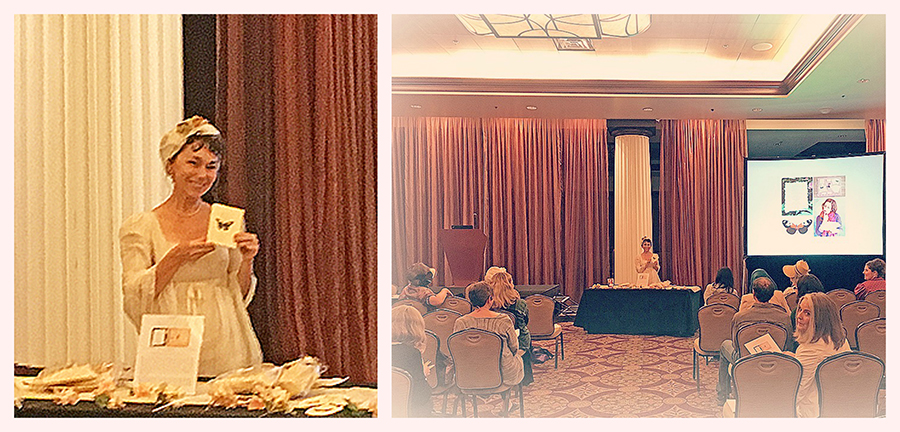 Debra Ann Miller graciously introduced my Quills! Breakout Session at the JASNA AGM 2017 . Debra is an amazing dramatic performer of historic women figures, and a past JASNA-GCR Regional Coordinator and Program Director. With special thanks to JASNA , Nancy Gallagher, Lynda Hall, and Jennifer Weinbrecht.