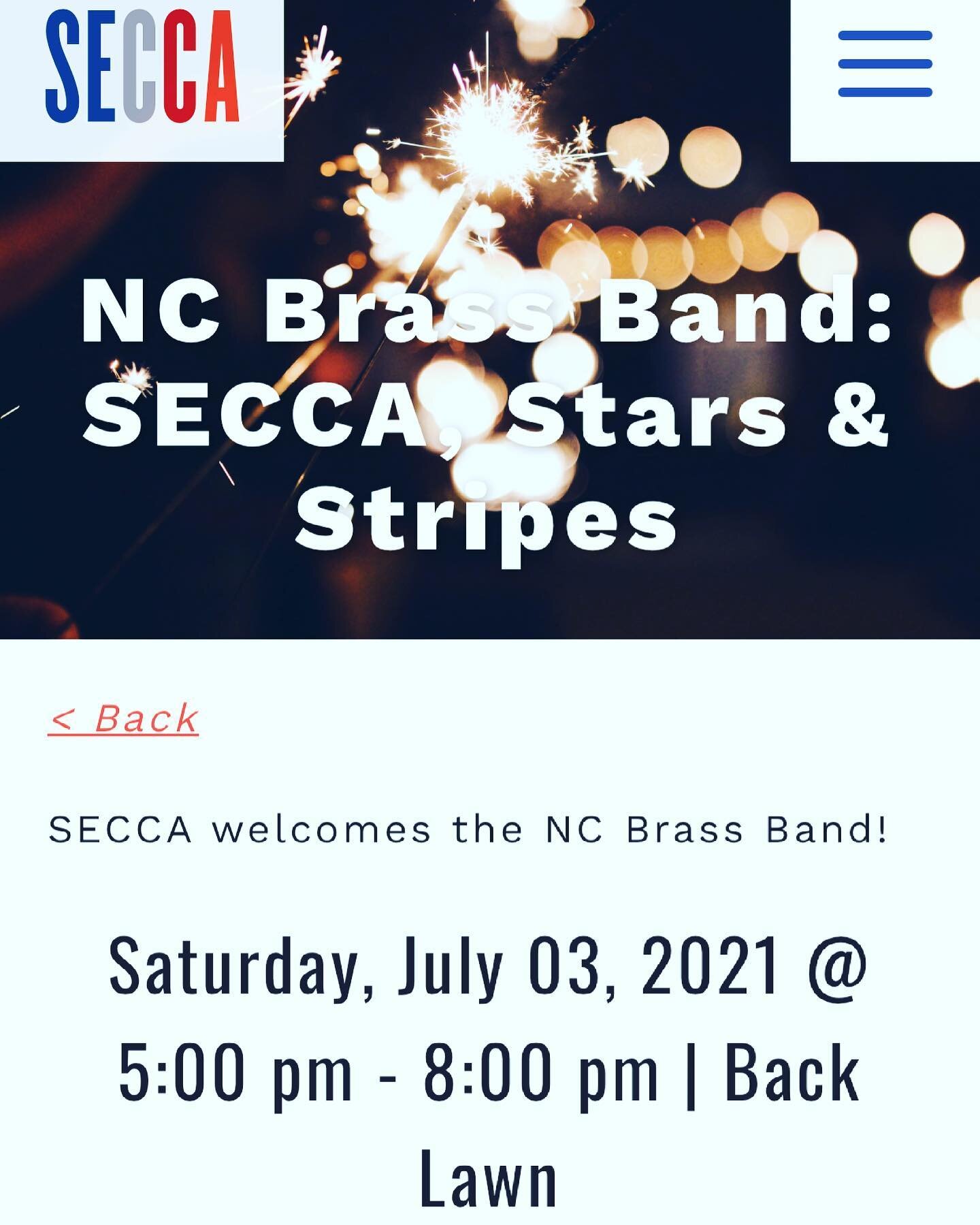 Hey, Y&rsquo;all! Celebrate the 4th tonight @seccacontempart from 5pm-8pm! We will be slingin&rsquo; sauce and cutting a rug! See y&rsquo;all then! #secca #fourthofjuly #sharethesouth #yallcompany