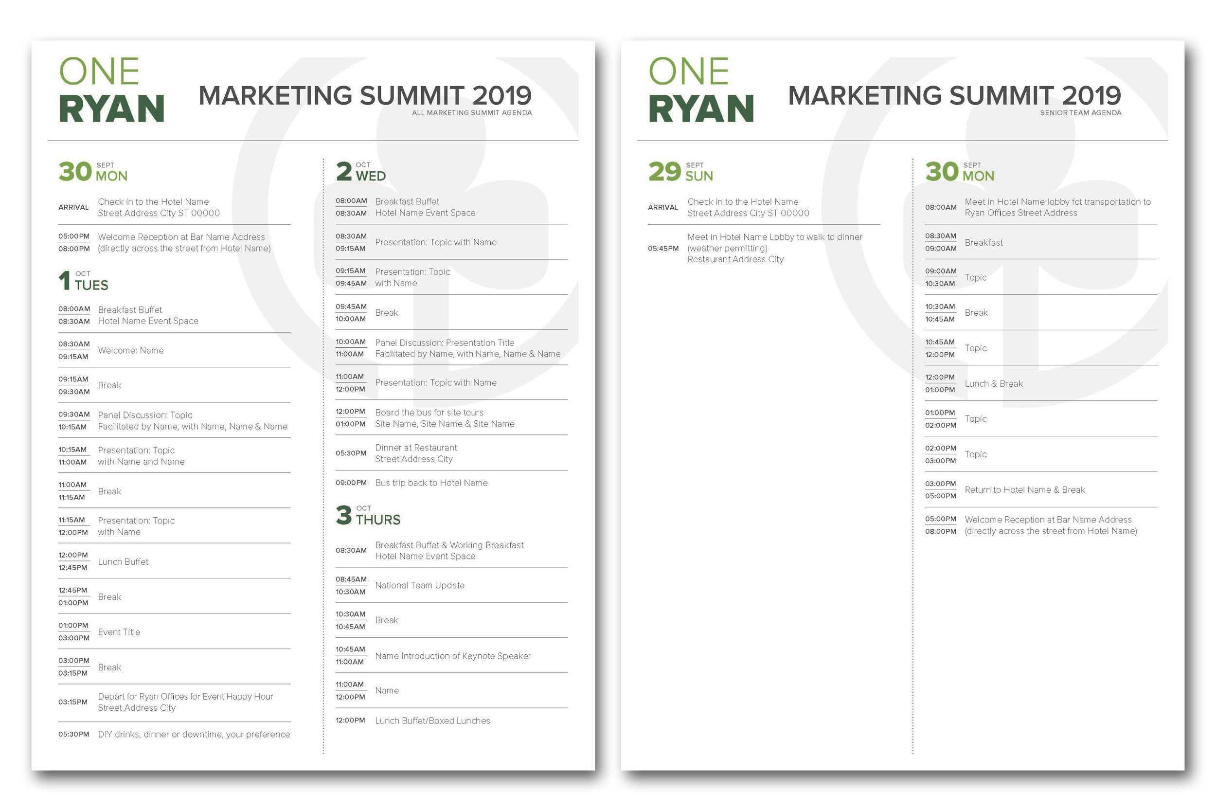 Marketing Summit 2019 Agenda