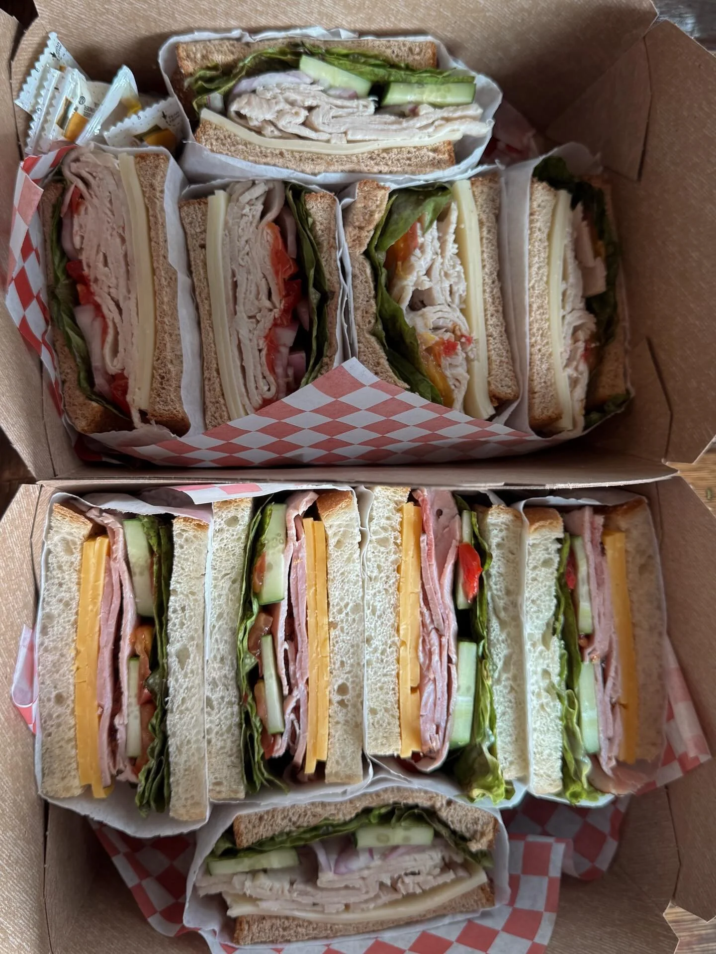 Did you know we have sandwich catering for pickup? You can order an assortment of sandwiches and we&rsquo;ll make and package up for your event! Just call and we&rsquo;ll be happy to give more details.
