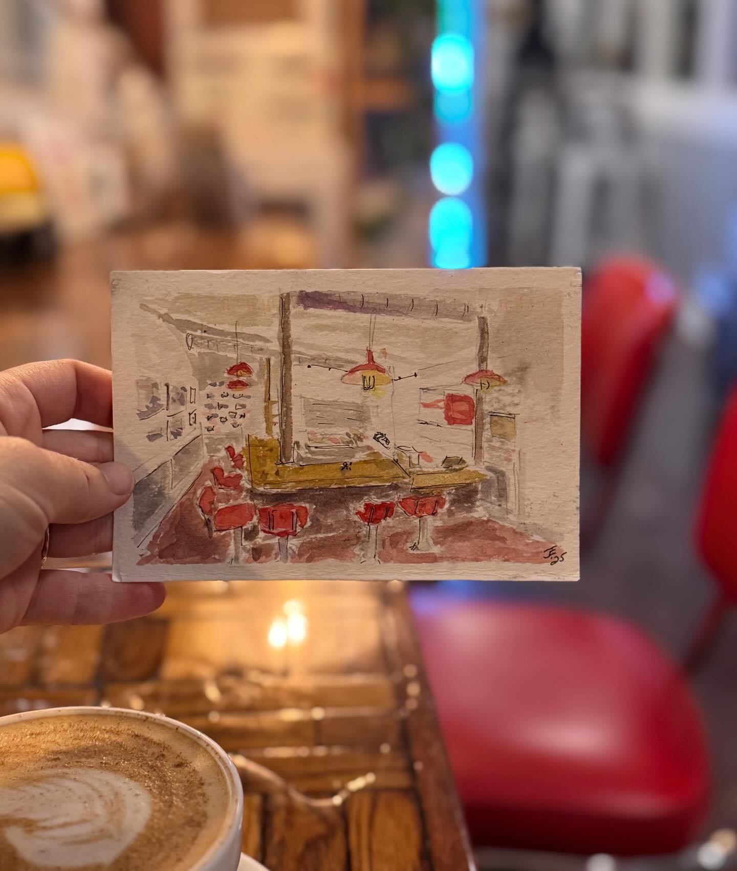 ✉️ what a special mail delivery! We love getting postcards from our customers - sharing their travels or sending once they&rsquo;ve returned home. Impressed with this watercolor of our shop! 🎨🖌️