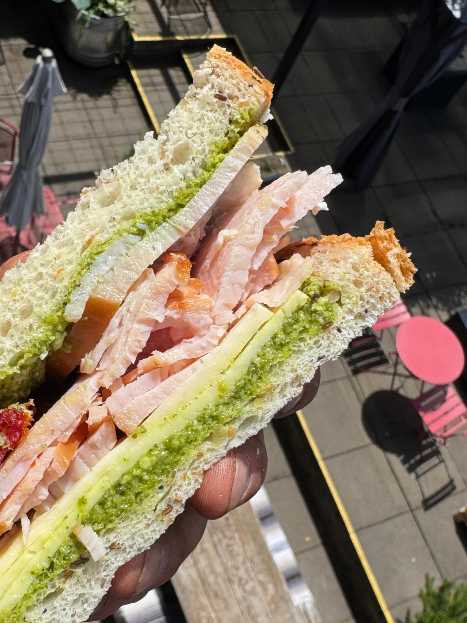 What&rsquo;s for lunch?! How about our cold turkey pesto sandwich on a delicious fresh multigrain bread?! 🥪 Comes with a choice of side, today&rsquo;s side: wild rice salad!