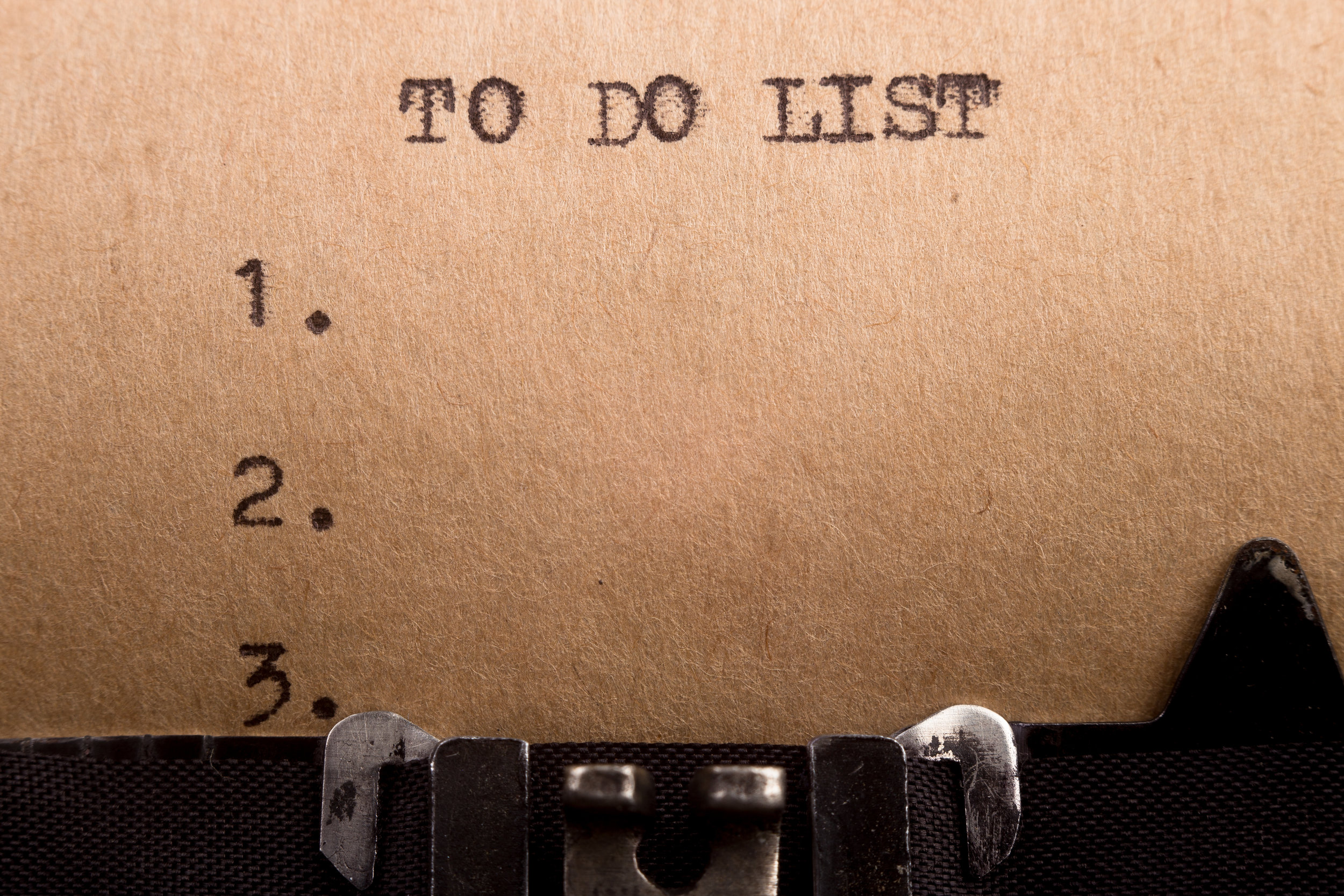 To do list typed on the typewriter