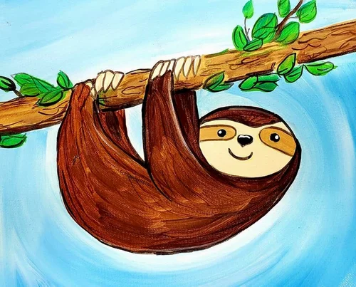 10 Am 3 12 Sloth Kids Paint Class Paint Nights With Sara