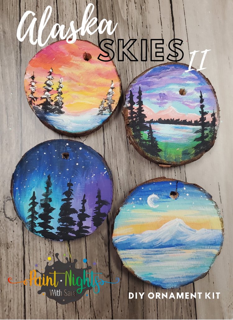 Alaskan Skies II Wooden Ornament Kit — Paint Nights With Sara & Co.