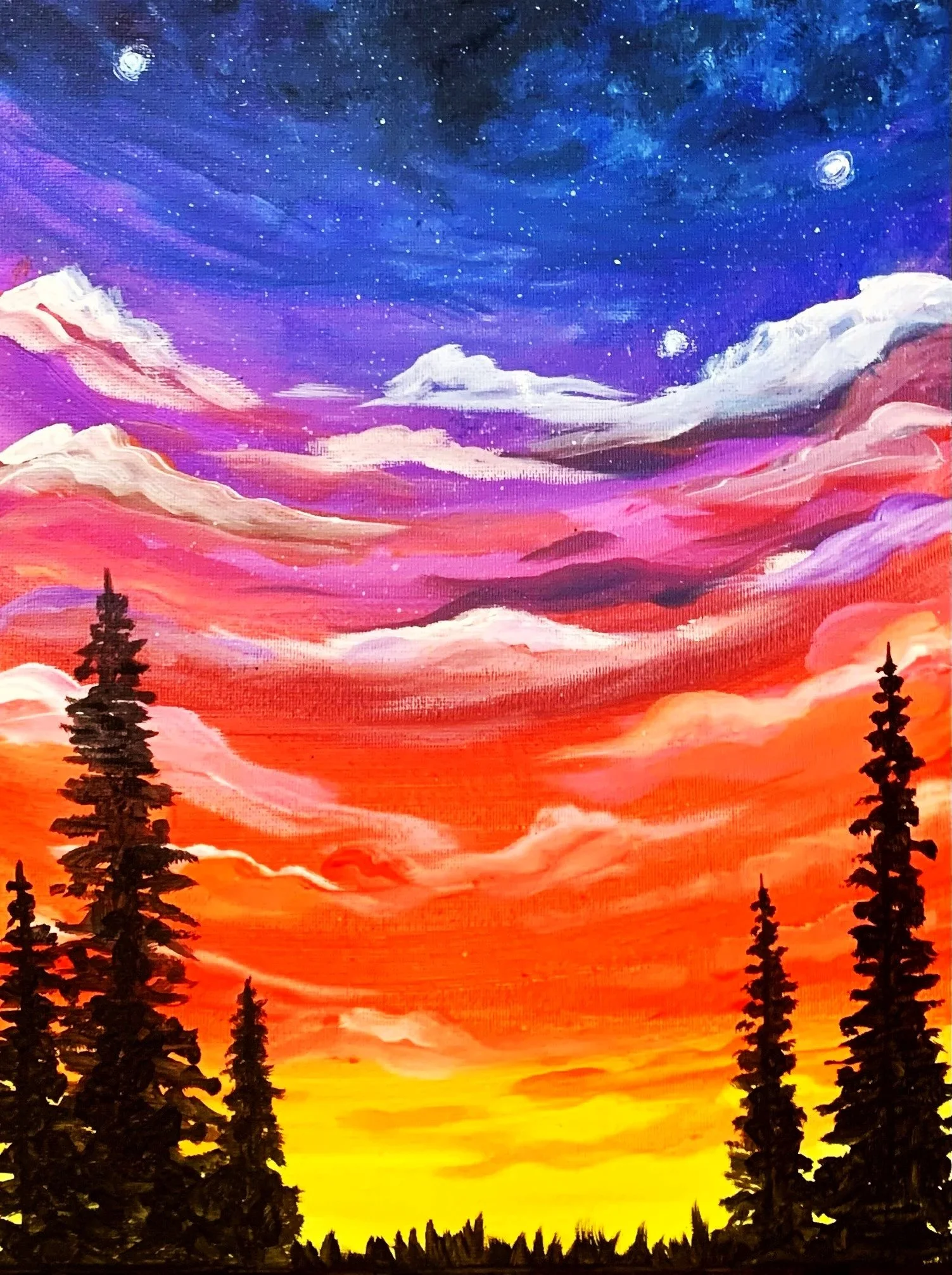 Bright Spruce Sunset Paint Night