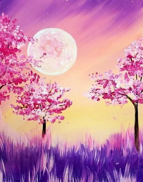 Cherry Blossom Moon Paint Class