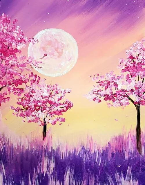 Cherry Blossom Moon Paint Night