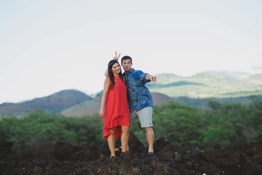 silly maui engagement photo