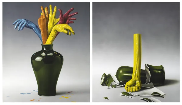 CONTENANCE, 2012, ACRYLIC ON CANVAS, EACH 80 X 70 CM (DIPTYCH)