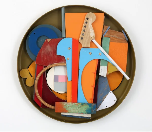 GUITAR HERO, 2015, 22 1/4 X 22 1/4 INCHES, METAL, WOOD, AND PLASTIC.