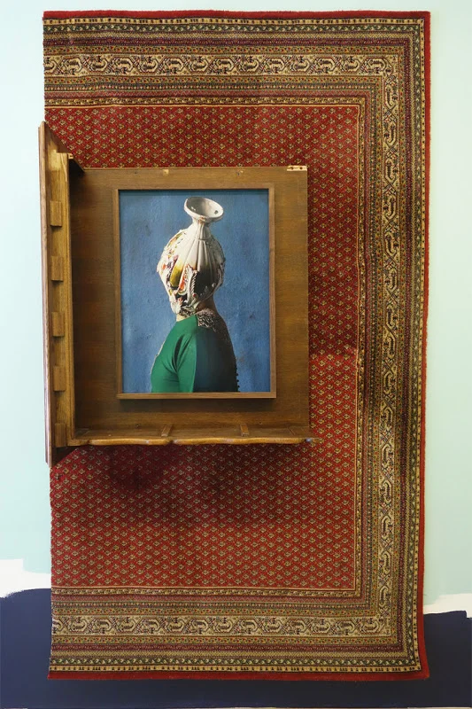 C-PRINT & FOUND OBJECTS & OLD CARPET, UNIQUE, 2015, 99 X 57.5 X 13”