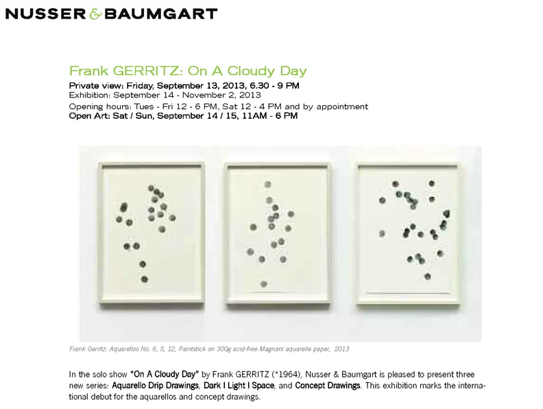 FRANK GERRITZ EXHIBITION - ON A CLOUDY DAY