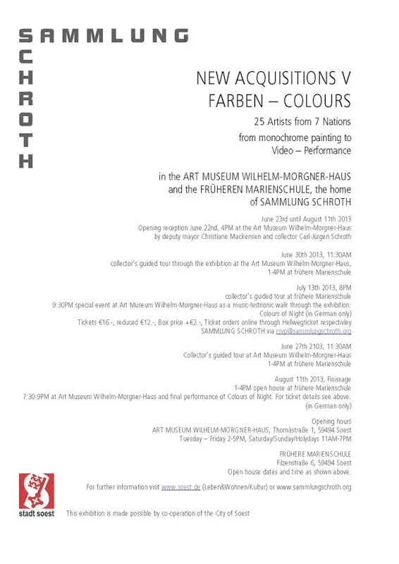 FRANK GERRITZ ARTWORK FEATURED IN FARBEN – COLOURS - AT THE ART MUSEUM-WILHELM-MORGNER-HAUS