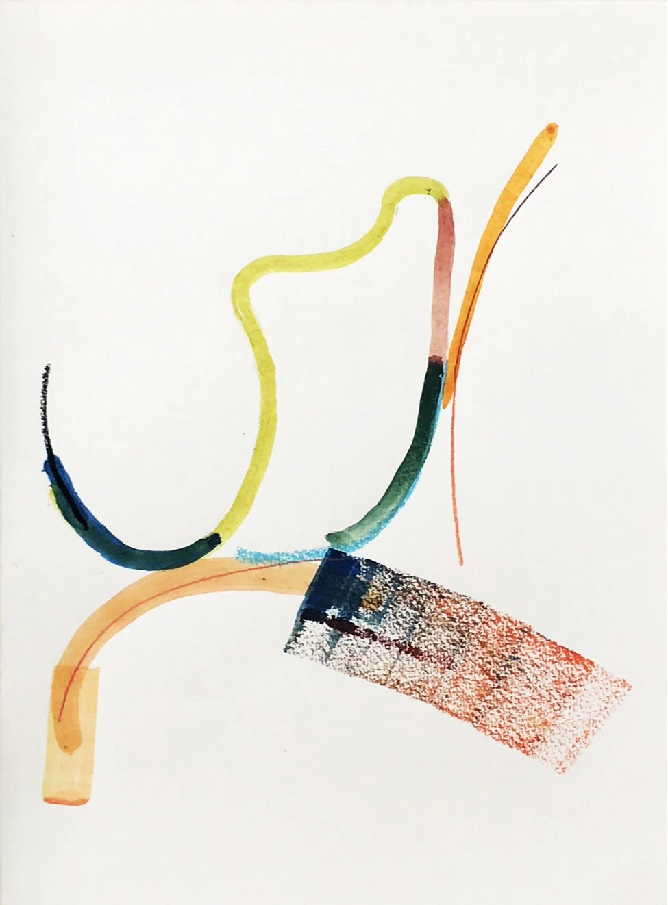 U.B. , 2018, Watercolor, crayon, pencil on paper 37 x 27.3 cm 14.5 x 10.7 in