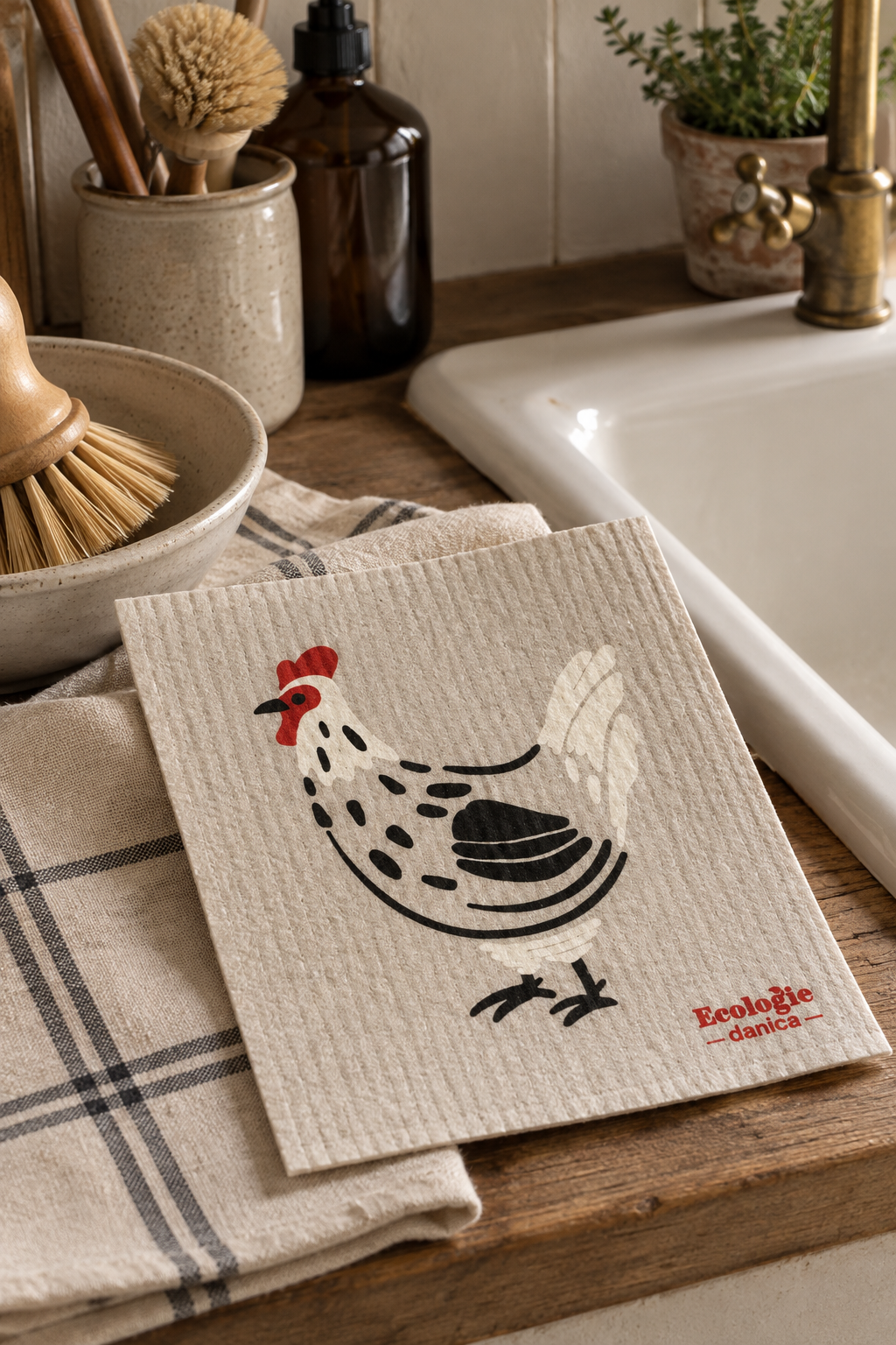Lavettes  / Chiffons suédois "Poule" x2