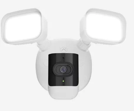 Alarm.com ADC-V729 outdoor security camera with two floodlights.