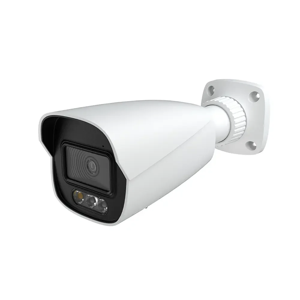 White Titanium Dark X bullet security camera with mounting bracket.