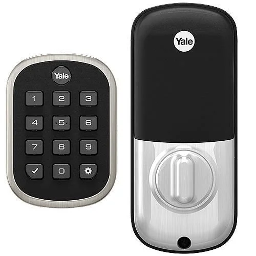 Yale ProSL smart lock showing exterior keypad and interior assembly in a silver finish.