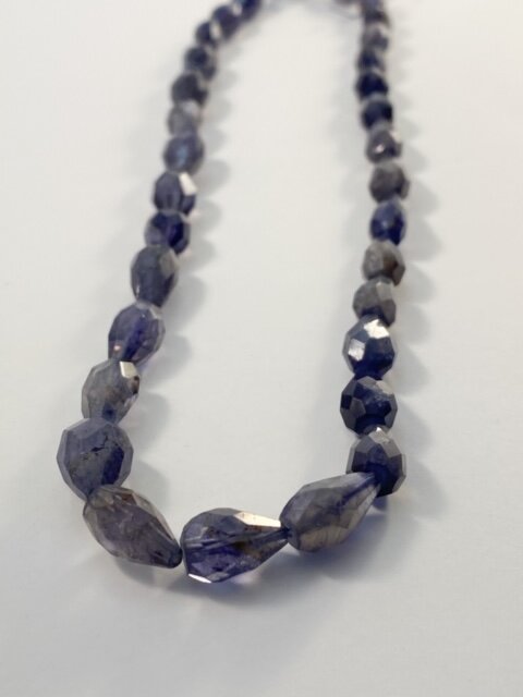 Iolite Center Drilled Tear Drop Bead Strand