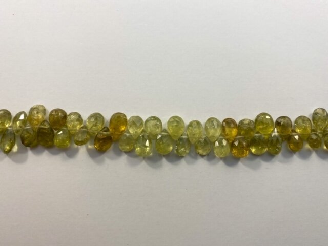 Green Garnet (Grossular) Top Drilled Faceted Drop Bead Strand