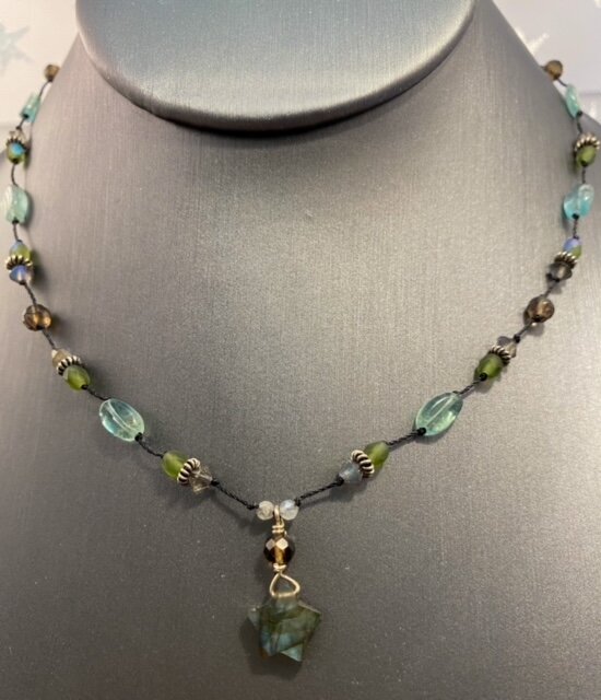 Labradorite Star Tin Cup Necklace