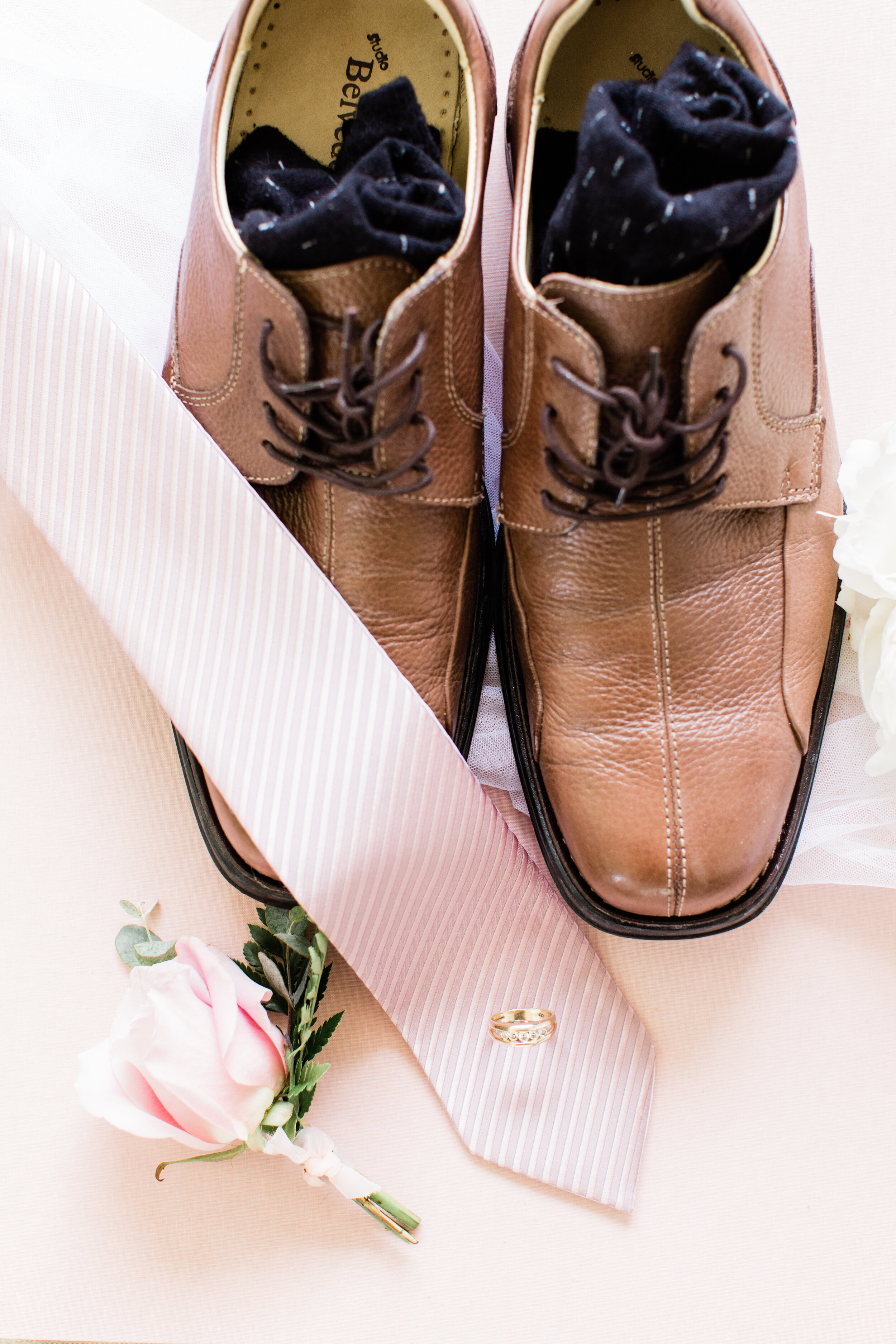 Pink Tie and Brown Shoes Wedding